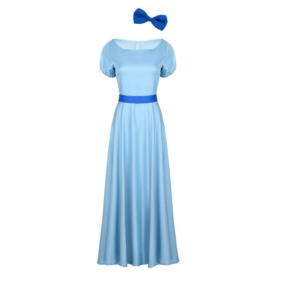 ZDHoor Women Princess Dress Light Blue Maxi Dresses Halloween Party Cosplay Costume Light Blue Medium