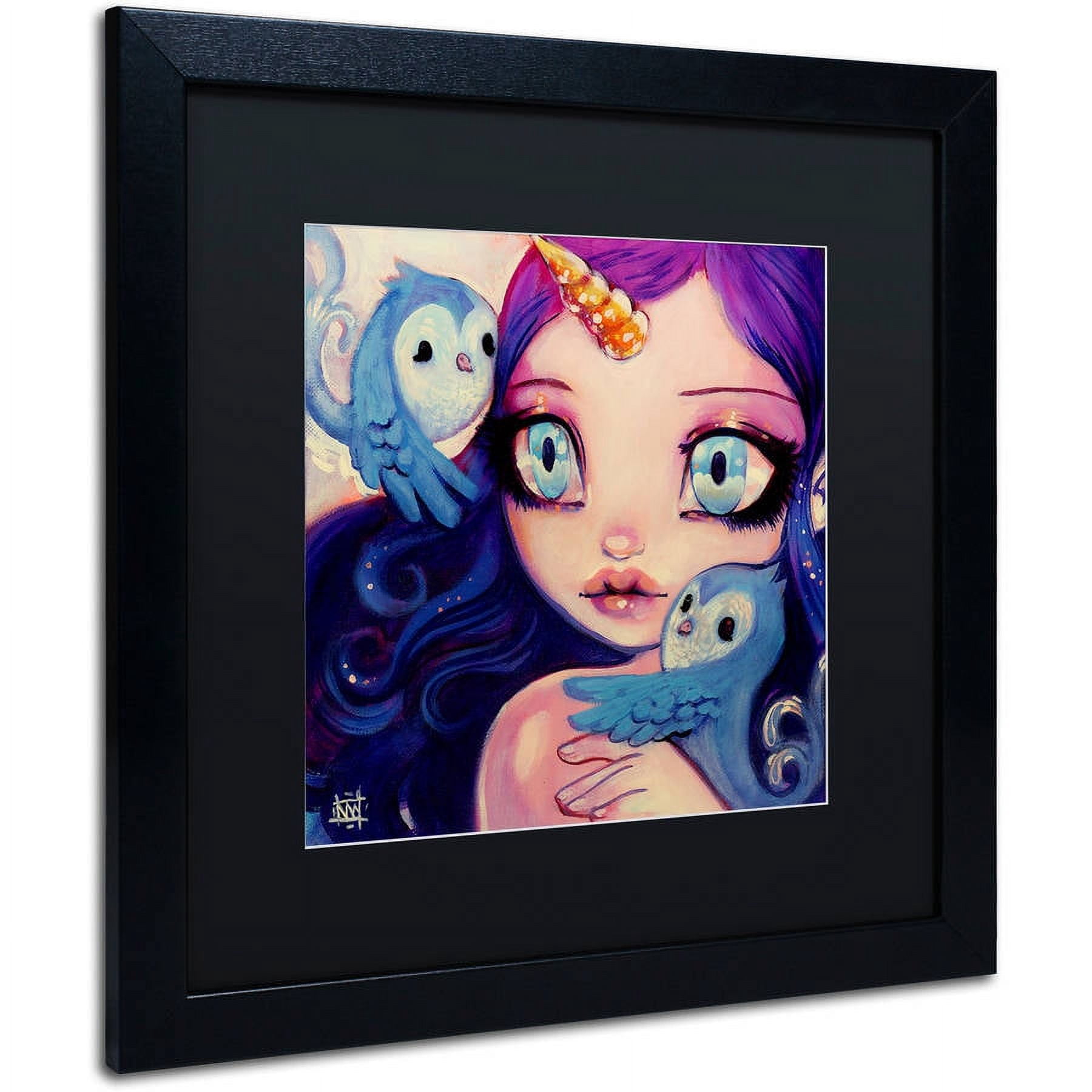 Trademark Fine Art "A Little Birdy Told Me" Canvas Art by Natasha Wescoat, Black Matte, Black Frame