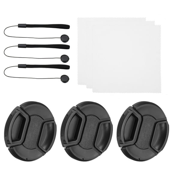 Unique Bargains 58mm Lens Cap Set, 3Pack Sides Pinch Snap Camera Lens Cover, Black