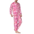 thumbnail image 2 of Fuzoiu Love Print Men's Long-Sleeved Pajama,Lounge Button Down Nightwear,Mens Notch Collar Pajama Set-Small, 2 of 7
