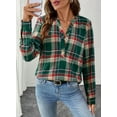 thumbnail image 5 of DOKOTOO Blouses for Women Casual V Neck Plaid Shirts Button Down Long Sleeve Boho Tops, 5 of 7