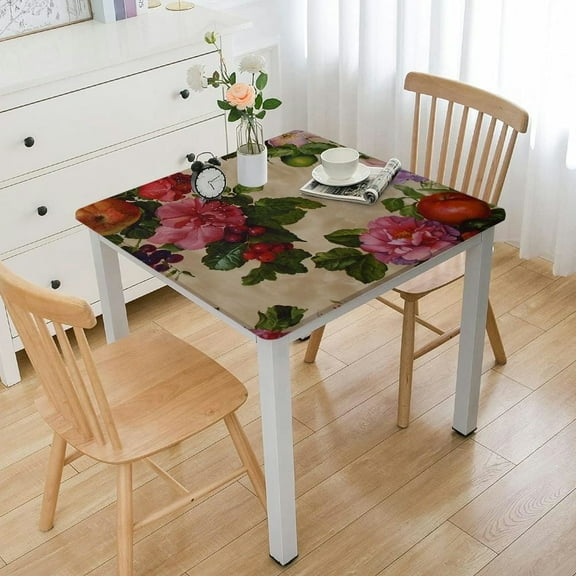 BANET Vinyl Tablecloth with Flannel Backing Oil-Proof PVC Table Cloth Stain-Resistant Wipeable Rectangle or Square Table Cover White