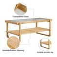 thumbnail image 6 of Modern simple rectangle double-layer solid wood Glass desktop tea table rattan woven Chinese side table small rectangle table suitable for living room, dining room and bedroom, 6 of 9