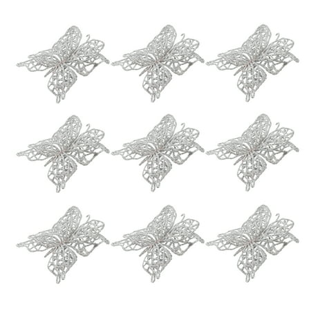 

10pcs Christmas Decorations Shiny Hollow Butterflies Xmas Tree Hanging Pendants