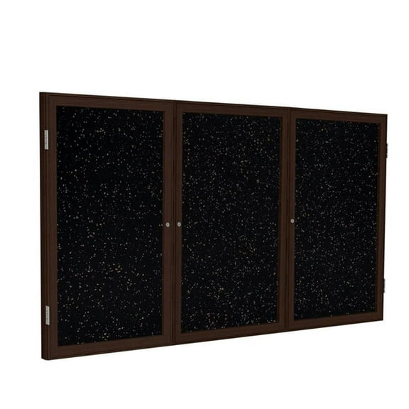 Ghent's Wood 48" x 72" 3 Door Enclosed Rubber Bulletin Board in Speckled Tan