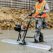 TOMAHAWK 37.7cc Gas Concrete Power Screed Cement Finishing Vibrating Motor with 14ft Aluminum Board Straight Edge Bar Set