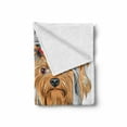 thumbnail image 2 of Yorkie Soft Flannel Fleece Throw Blanket, Terrier with Bow on Head Colored Sketch Speckled Dog Lifelike Beast Yorkie, Cozy Plush for Indoor and Outdoor Use, 50" x 70", Grey Apricot, by Ambesonne, 2 of 6