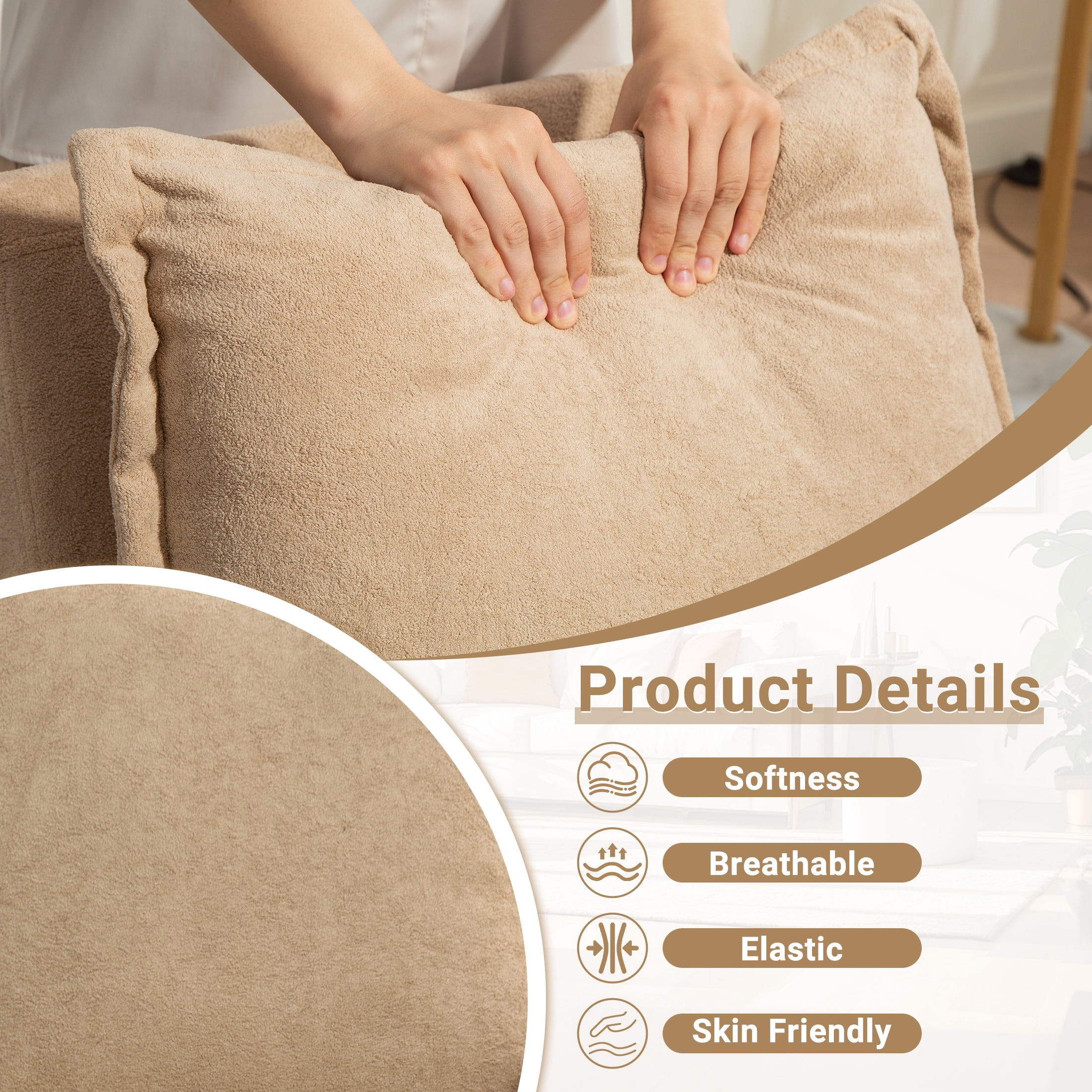 HSUNNS 360° Swivel Rocker Recliner for Adults, Small Rocking Recliner for Small Spaces, Glider Recliner for Nursery, Rocking Chair , Manual Recliner Chair for Living Room, Bedroom, Camel