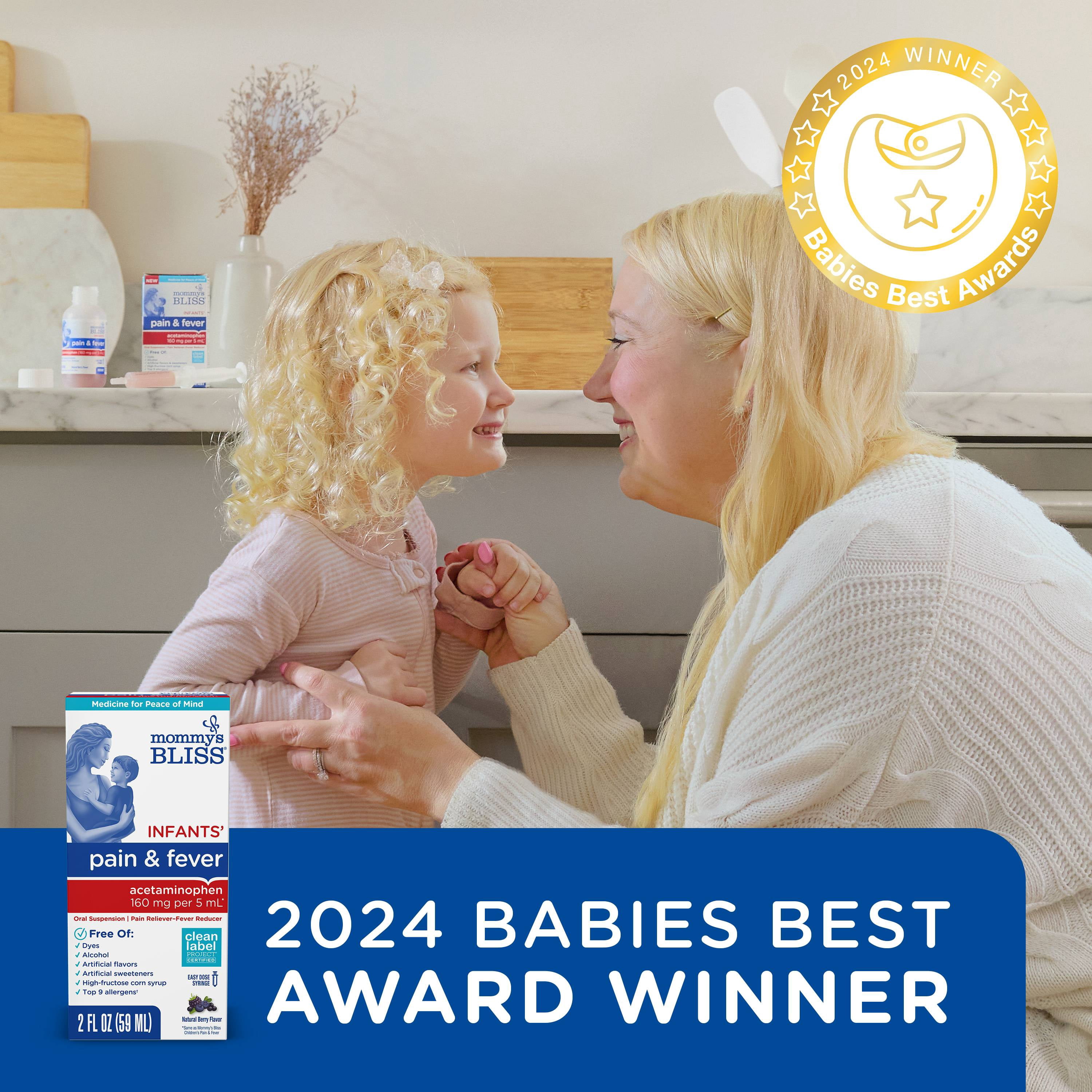 Mommy’s Bliss® Infant Pain & Fever Relief Liquid, Acetaminophen, Berry Flavor, Over-the-Counter, 2 fl oz