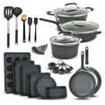 thumbnail image 1 of Bakken- Juego de utensilios de cocina suizos - Recubrimiento antiadherente, juego de ollas y sartenes con asas y tapas de vidrio templado, sin PFOA, PFOS, PTFE, temperatura máxima de cerámica (hasta 5, 1 of 5
