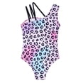 thumbnail image 3 of YONGHS Kids Girls Leopard Printed One Shoulder Gymnastics Leotard Ballet Dance Top Pink Leopard 4, 3 of 7