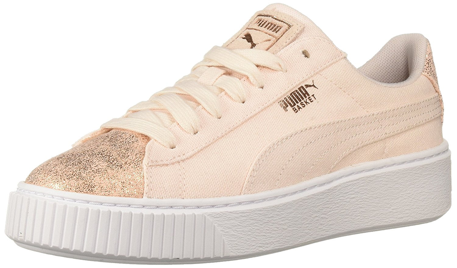 PUMA Women's Basket Platform Canvas Wn Sneaker, Pearl-Rose Gold, 8 M US ...