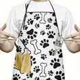 thumbnail image 2 of Pet Paw Print and Bone Apron-Garden Aprons for Women with Pockets-Cotton Linen Waterproof Kitchen Cooking Gardening Aprons Adjustable for Kitchen,Cooking,BBQ and Salon 33x27 Inch, 2 of 7