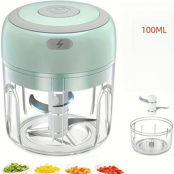 100ml Portable Electric Food Chopper, USB Rechargeable Mini Garlic Chopper Grinder, for Quick Food Prep, 1200mAh Battery, Standby for 1 Month, Ideal for Home Cooks and Chefs, Green