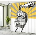thumbnail image 5 of Ambesonne Railroad Shower Curtain, Locomotive Sunburst Effect, 69"Wx70"L, Yellow Grey, 5 of 5