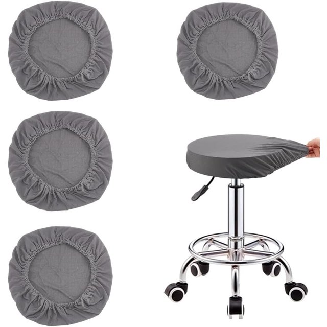 piezas Fundas para taburetes de bar Fundas para asientos de taburetes redondos Fundas de cojín elásticas grises para taburetes Fundas para taburetes de bar elásticas a prueba de polvo y lavables