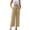 Yellow, variant on Women's Casual Pants High Waist Casual Straight Leg Cropped Trousers with Elastic Scalloped Hem Comfortable Linen Blend Women Slacks