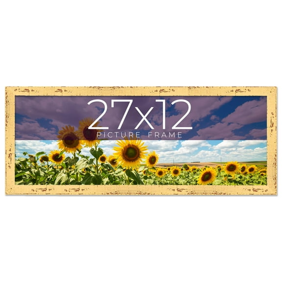 27x12 Frame Yellow Real Wood Picture Frame Width 1.25 inches | Interior Frame Depth 0.5 inches |