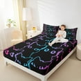 thumbnail image 4 of jejeloiu Kawaii Cat Twin Sheet Sets,Cartoon Cute Kitten Twin Fitted Sheet,Neon Gradient Striped Flat Sheet For Girls Kids,Luxury Bedroom Decor,3 Pieces, 4 of 7