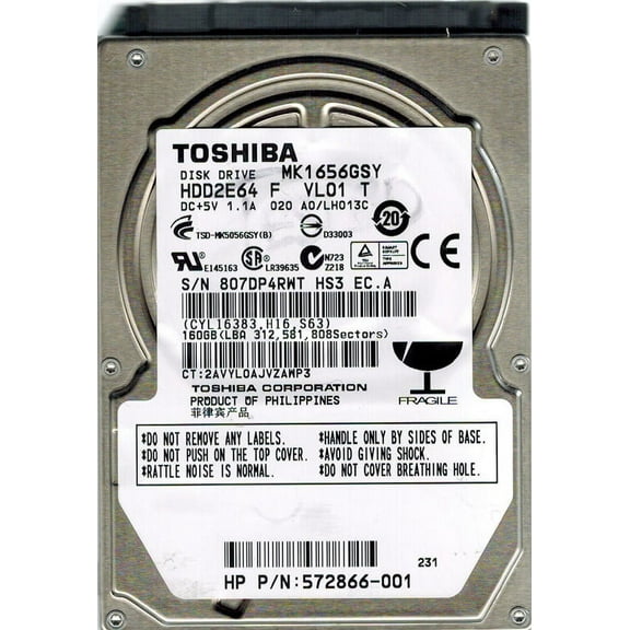 Toshiba MK1656GSYF HDD2E64 F VL01 T 160GB PHILIPPINES