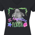 thumbnail image 4 of Inktastic St. Augustine Florida Cute Swimming Manatee Women's V-Neck T-Shirt, 4 of 5