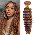 thumbnail image 2 of Bulk Braiding Hair Human Hair Deep Wave Colored Unprocessed No Weft Boho Braids Human Hair Bulk Extensions Brazilian Remy Hair,1b-100g-14inches-100g, 2 of 7