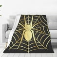 thumbnail image 1 of Balery Gold Spider On The Web Manta de Felpa Suave y Acogedora – Cobija de Franela Aterciopelada para Cama, Lavable y Cálida para Sofá, Mascotas, Transpirable-40"x30", 1 of 7