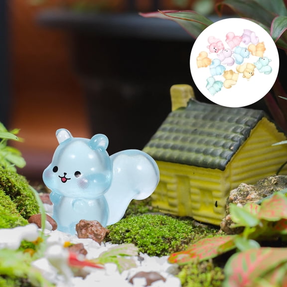 ETEREAUTY 12Pcs Realistic Resin Small Squirrel Statues Glow in Dark for Desk Decor