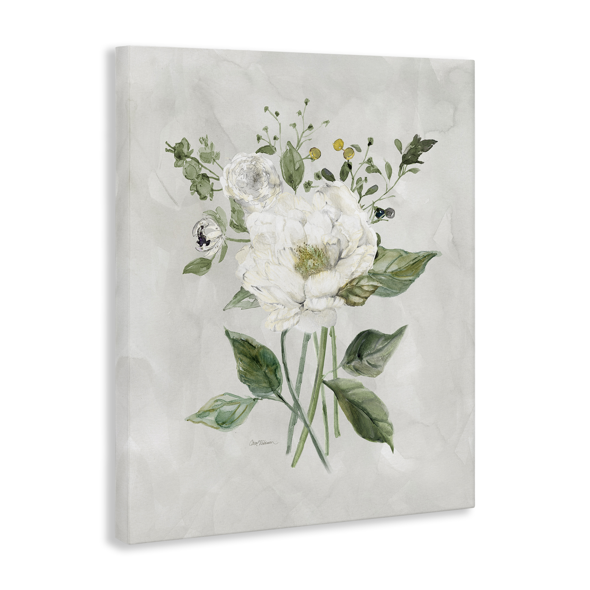 Stupell Industries Cottage White Flowers Plants & Flowers Painting Wrapped Canvas Art Print Wall Art, 36 x 48