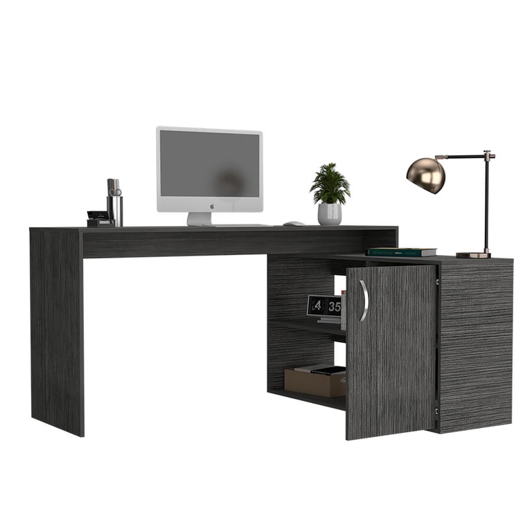 HQZX Modern L-Shaped Computer Table, Desk with Open and Closed