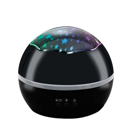 

Gentle Warm Baby Star Light Projector Novelty 360 Rotating Round Night Light Projector Lamp without Batteries (Black)