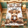 thumbnail image 5 of meiyoeat Coffee Highland Cow Bed Sheets,Cute Farm Animal Full Size Sheets For Girl,4pcs,1 Flat Sheet,1 Fitted Sheet and 2 Pillowcases, 5 of 6