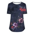 thumbnail image 6 of Gyedtr Tops For Women Plus Size Tops For Women Women'S New Short Sleeve Round Neck Pullover Chest Pleated Casual Print Women Tops On18XL, 6 of 6