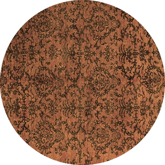 Ahgly Company Indoor Round Oriental Brown Modern Area Rugs, 8' Round