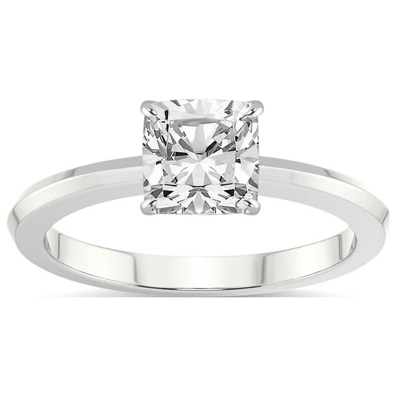 IGI Certified 3 Carat Cushion Shape Lab Grown Diamond Engagement Ring | 14K White Gold | Eva Six Prong Knife Edge Lab Diamond Ring | FG-VS1-VS2 Quality Friendly Diamonds
