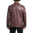 thumbnail image 2 of X RAY Jeans Men's PU Racer Jacket with Faux Shearling Lining, Burgundy, M, 2 of 8