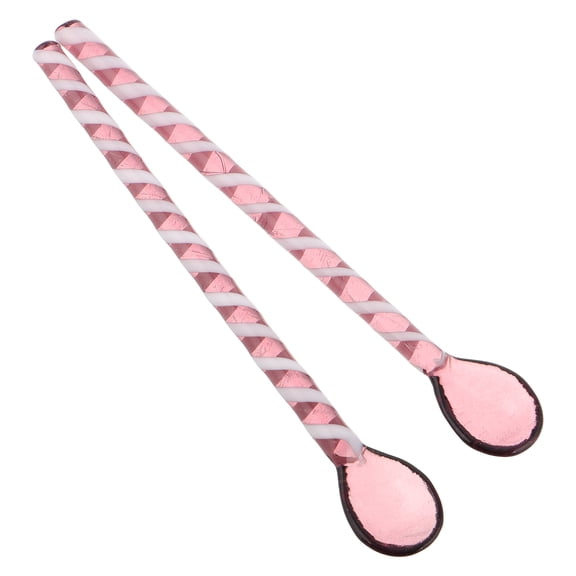 HEATSHAKING Versatile Pink Glass Coffee Spoons, Long Handles, Ideal for Kitchen, 2Pcs