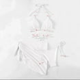 thumbnail image 5 of WREESH Womens Bikini Set with Sarong Bathing Suit Beach Cover Up Wrap Skirt Three-Piece Suit Bandage Solid Bikini Push-Up Padded Swimsuit Beachwear Set White, 5 of 7