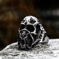 thumbnail image 2 of K-KED Imprison Chain Masked Skull Ring Men's Stainless Steel Retro Skull Ring Biker-11, 2 of 6