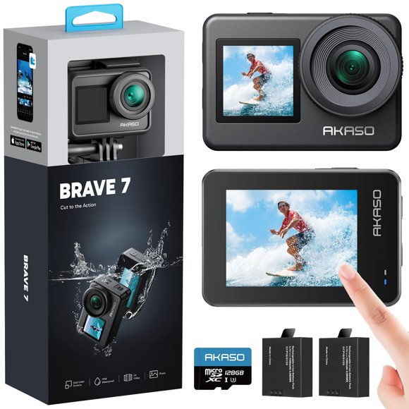 Cámara de acción AKASO Brave 7 4K30 FPS 20 MP con tarjeta de memoria de 128 GB