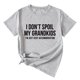 thumbnail image 4 of Blusa de manga corta holgada y moderna de color gris claro para fiestas, talla L Camiseta de cuello redondo para mujer con estampado de letras, 4 of 6