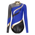thumbnail image 3 of Kaerm Women Rhinestone Ballet Gymnastics Leotard Long Sleeve Keyhole Back Figure Skating Dance Leotard Royal Blue XXL, 3 of 7