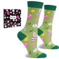 thumbnail image 3 of HIALTODAY Women Easter Socks, Green Bunny Ear Pattern Crew Socks Fun Multi-Color Holiday Gift ，6-9, 3 of 6