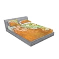 thumbnail image 2 of Ambesonne Vintage Fitted Sheet & Pillow Sham Set, Blur Paper Background, Full, Green Mustard, 2 of 2