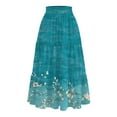 thumbnail image 4 of WTOBBY Women's Floral Print Flowy Flared Maxi Skirt with Ruffle Hem, A-Line Elastic Waist Elegant Tiered Layered Bohemian Long Skirt for Casual Summer and Beach Events,Blue XL, 4 of 4