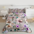 thumbnail image 2 of Castle Fairy Gradient Hummingbird Queen Comforter Set,Flowers Bedding Comforter Set, 2 of 8