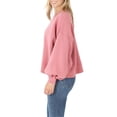 thumbnail image 2 of Womens Balloon Sleeve Crew Neck Pullover Short Sweatshirt, 2 of 4