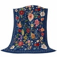 thumbnail image 6 of Navy Blue Flowers Blanket Soft Cozy Warm Throw Blanket for Couch, Plush Fuzzy Flannel Fleece Blankets for Sofa, Spring Vintage Floral Leaves Farmhouse Bed Blankets Lightweight Gifts for Men, 50"x60", 6 of 9