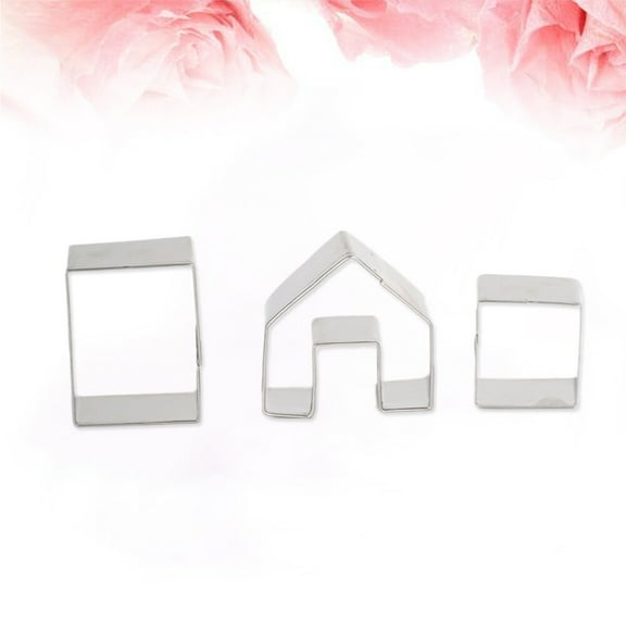 Soimiss Stainless Steel House Shape Cookie Cutter Set Silver 3Pcs for Kitchen DIY Chocolate Biscuit Mold Small Size