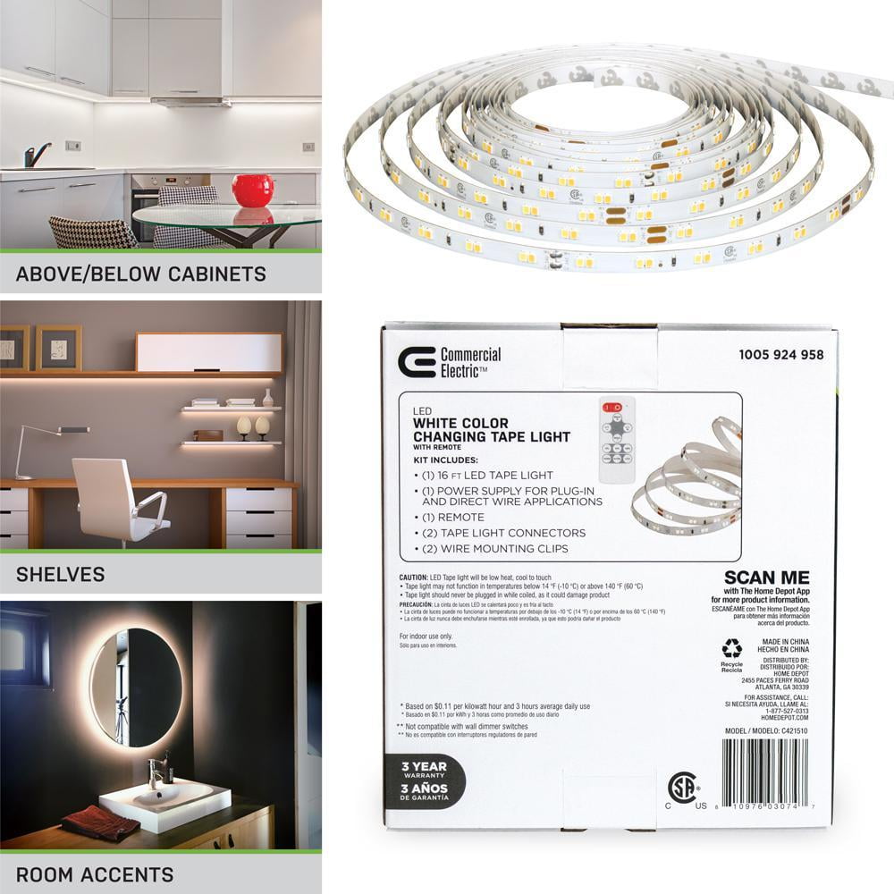 16 Ft. LED Tunable White Tape Light Kit- Under Cabinet Light